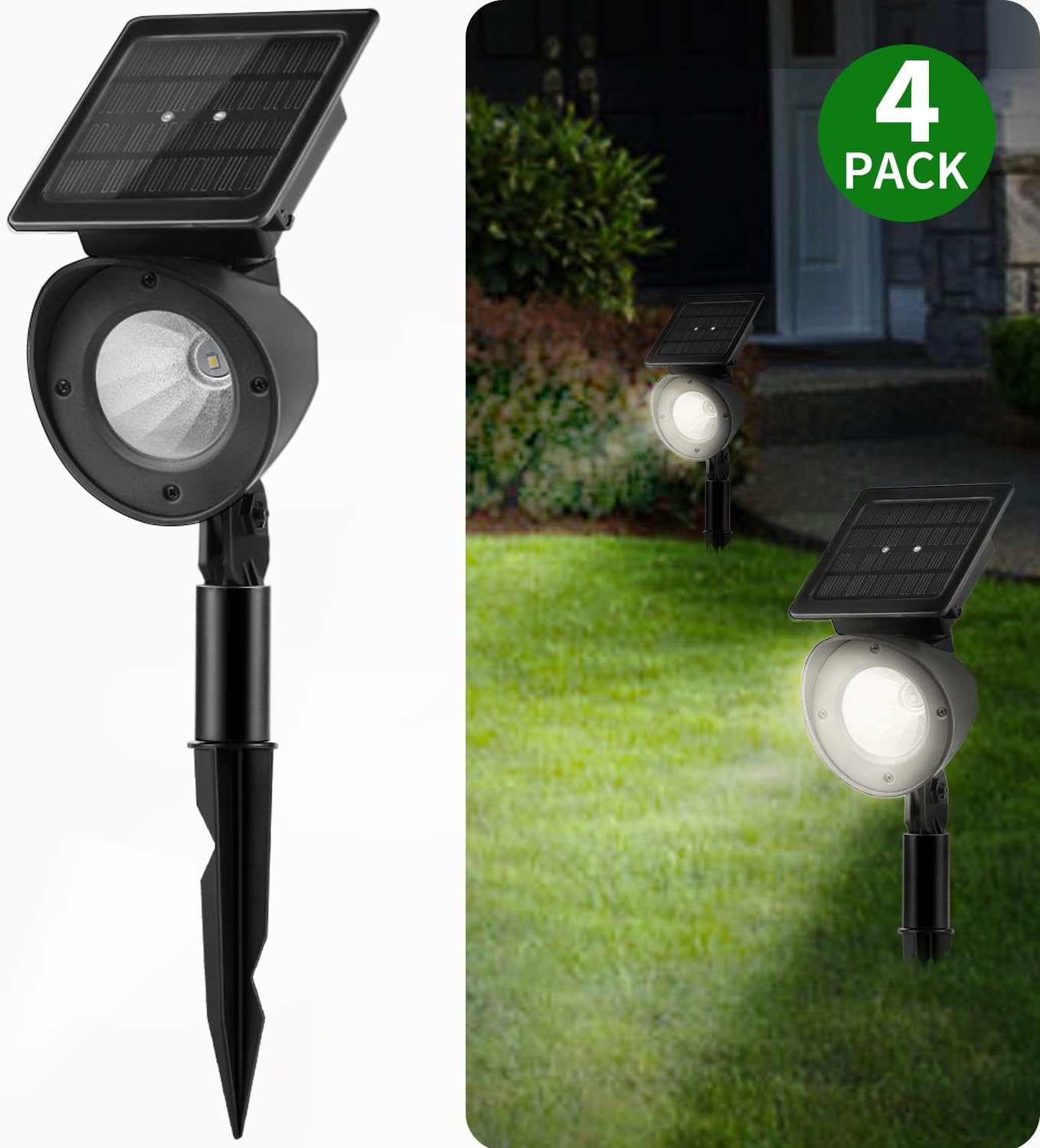 Solar Landscape Spotlights, Brightown Waterproof Adjustable Outdoor Led Spot Lights Wireless Automatic Landscaping Light for Yard Driveway Garden Pathway Lawn Walkway Pool Patio Pack of 2 - - 