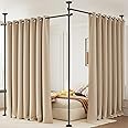 Bonpally Room Divider Curtain Rod, No Drilling Tension Rod for Room Separation, 4-10ft(H)28-114inch(W) Adjustable Heavy Duty Floor to Ceiling Wall Divider Room Partition Privacy Separator, Black