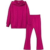 LecGee Kid Girl Clothes Fall Long Sleeve Hoodie Sweatshirt Flared Pants Set Casual 2 Piece Bell Bottom Outfits Tracksuit