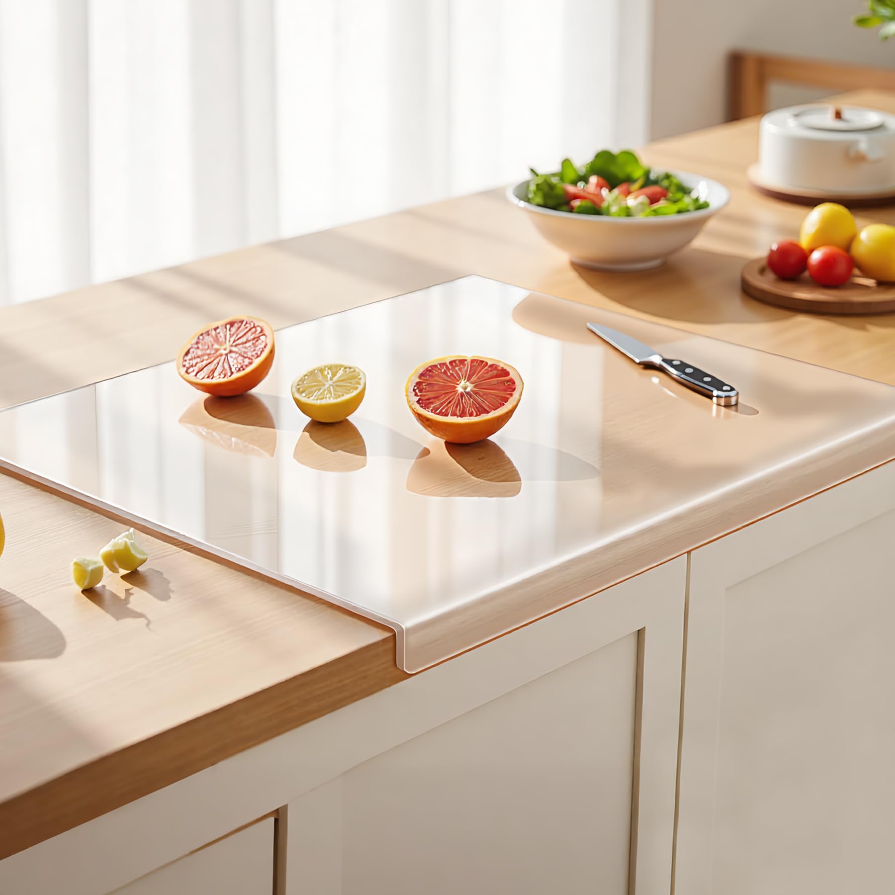 Photo 1 of **HAS SCRATCHES** Acrylic Cutting Board with Counter Lip, 17.5x13.5 Inch Clear Cutting Boards for Kitchen Counter, Large Cutting Board Non Slip for Countertop Protector, Apartment Essentials Kitchen Decor Gifts