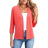Newchoice Womens 3/4 Sleeve Open Front Cardigan Cropped Lightweight Shrug Bolero Cardigan Sweater