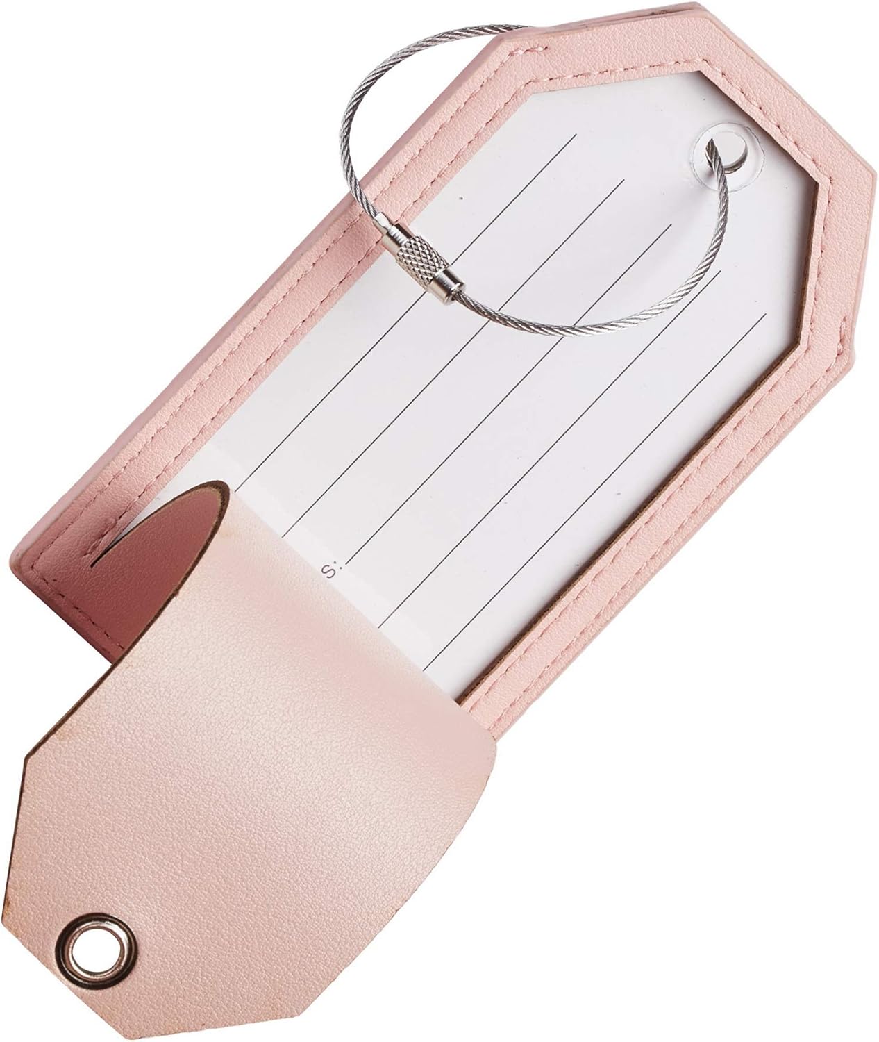  | Casmonal Luggage Tags with Full Back Privacy Cover w/Steel Loops (pink 02 pcs set) | Luggage Tags