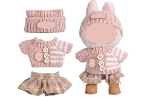 SHUOXUKE for Luxury 17cm Doll Clothes – 3-Piece Set （No Doll）, Adorable Outfit , Doll Outfit Clothes Set for 17cm Dolls,Clothes for Fashion Designer Collection Hat + Sweater + Skirt (Yellow)