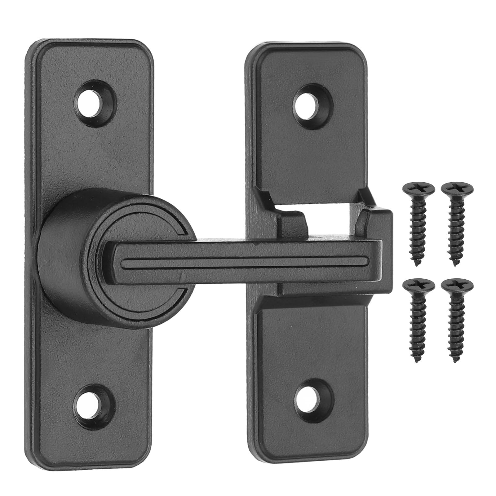 PATIKIL 180 Degree Barn Door Lock, Flip Latches Zinc Alloy Safety Sliding Door Bolt Latch Lock for Garage Bathroom Sliding Swing Open Door, Black