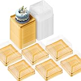BenRan 100g Mooncake Box, 3 inch Mini Flan Containers | Individual Cupcake Containers, Gold Dessert Containers with Lid, Mooncake Packaging Box for Small Treats