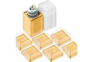 BenRan 100Pack Mooncake Box for Mooncake Mini Cakes Macarons-cookies, Moon-Cake Dessert Box with Thank You Stickers(B-3Inches-100Pack-Gold)