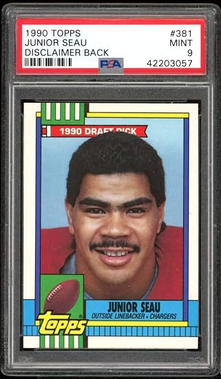 Amazon Junior Seau Rookie Card 1990 Topps 381 PSA 9 Collectibles 
