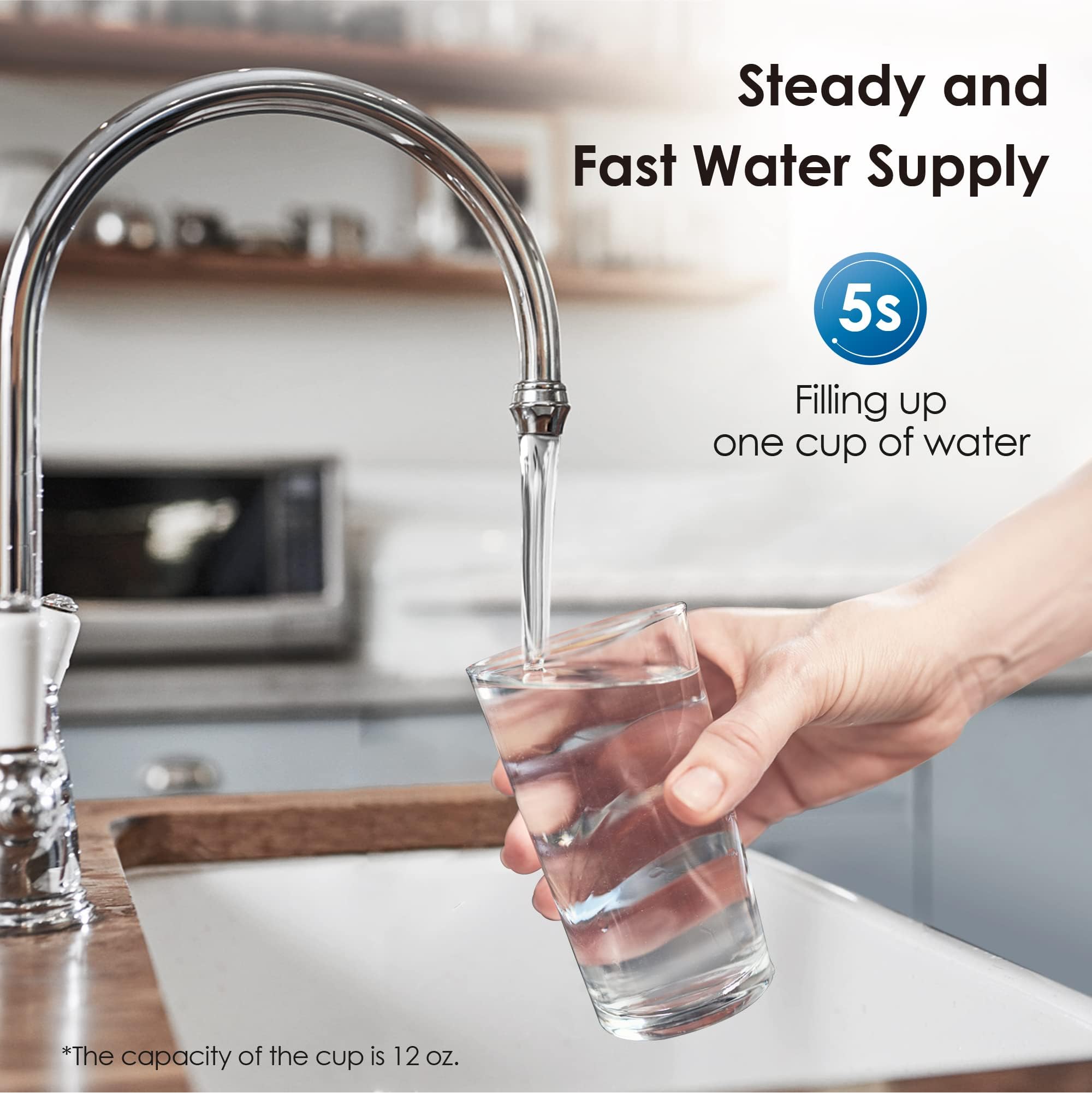 Waterdrop 15UA Under Sink Water Filter System, 2 Years, Reduces Lead, Chlorine, Bad Taste & Odor, Under Counter Water Filter Direct Connect to Kitchen Faucet, NSF/ANSI 42 Certified, USA Tech
