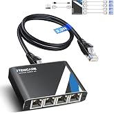 NEWCARE Ethernet Splitter 1 to 4 with 3.3ft LAN Cable, High Speed 1000Mbps | Internet Splitter 1 in 4 Out [4 Devices Networking Simultaneously] Multi Port RJ45 Gigabit Network Splitter for Cat5e/6/7/8