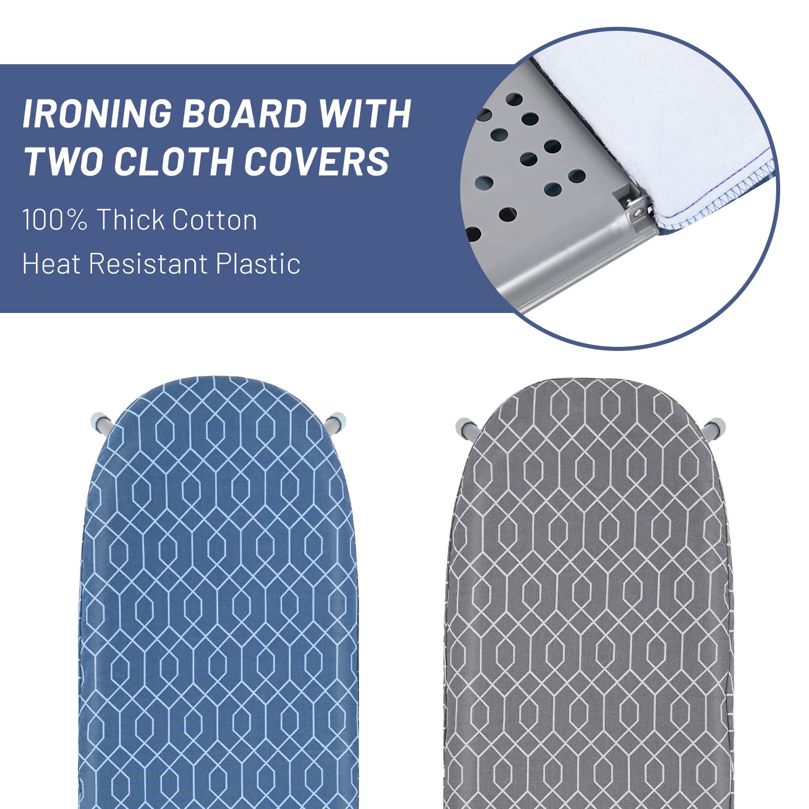APEXCHASER Ironing Board Small with Iron Holder, Tabletop Small Iron Board with 2 Heat Resistant Ironing Covers, Portable Tabletop Ironing Board with Non-Slip Feet for Home Travel Use