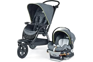 Chicco Activ3 Jogging Stroller Travel System, Includes Chicco KeyFit 30 Infant Car Seat with Base, Lightweight Aluminum Frame, Stroller and Car Seat Combo, Baby Travel Gear | Solar/Grey