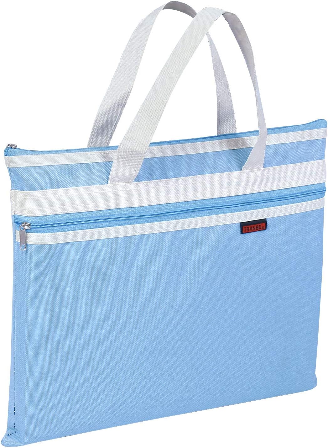 TRANBO® A4 Zipper File and Folders for Documents, Waterproof Document Bag with Handle, 36 x 29 cm, Blue