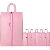 6pcs Portable Shoe Organizer, Travel Pouches with Zipper, Golf Shoe Bags, Clothes Bags, Soccer Cleats Bag Shoe Pouch for Gym, Waterproof, Odor-Resistant (Pink)