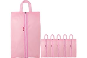 STENFFY 6pcs Portable Shoe Organizer, Travel Pouches with Zipper, Golf Shoe Bags, Clothes Bags, Soccer Cleats Bag Shoe Pouch for Gym, Waterproof, Odor-Resistant (Pink)