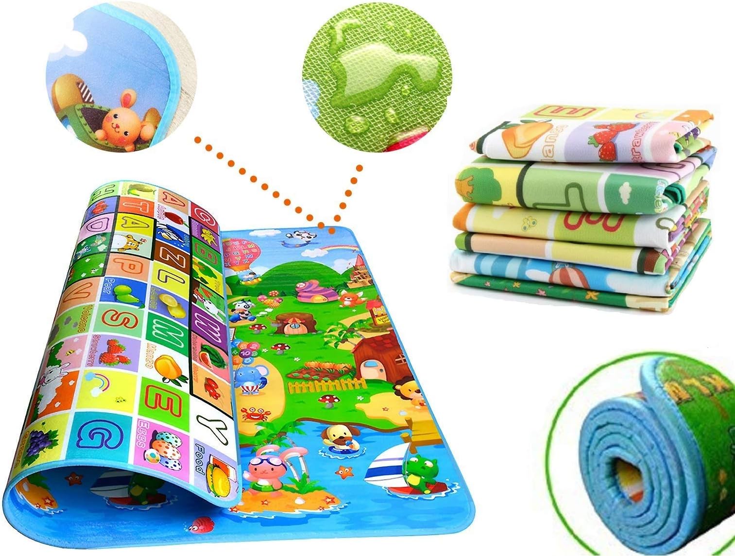ZIZLY Double Sided Water Proof Baby Mat Carpet Baby Crawl Play Mat Kids Infant Crawling Play Mat Carpet Baby Gym Water Resistant Baby Play & Crawl Mat(Large Size - 180x120cm)