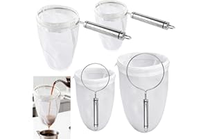 Supkiir 6PCS Ultra Fine Mesh Strainer Bags, 2 Sizes Cheese Cloth Strainer with Frame Handle, Reusable Yogurt Strainers Nut Mi