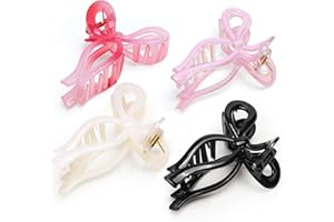 Sweet Cute Chocolate Hair Clip - Bow Claw Clip for Women, 4 Pack - Nonslip, Large Hair Clips Strong Hold - For All Hair Types and Styles Box