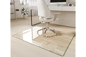 Koonmi Tempered Glass Chair Mat 36"x48" - Premium Office Chair Mat for Hardwood Floors & Low-Pile Carpet with 4 Non-Slip Pads - Thick Scratch-Resistant Surface