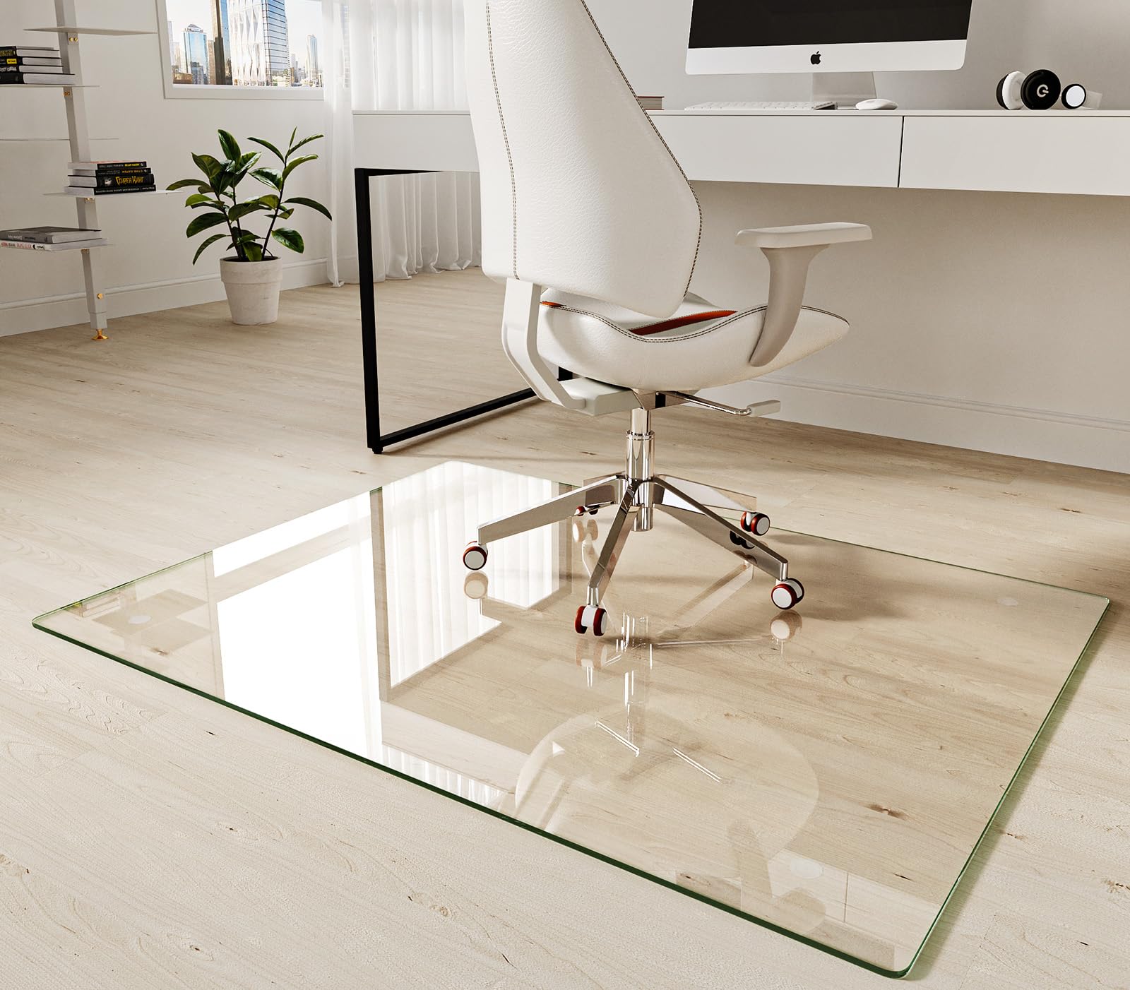 Photo 1 of **HAS CRACKS IN IT!!!!FINAL SALE!!!!!!!Koonmi Tempered Glass Chair Mat 36"x48" - Premium Office Chair Mat for Hardwood Floors & Low-Pile Carpet with 4 Non-Slip Pads - Thick Scratch-Resistant Surface
