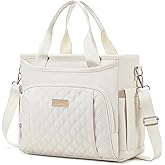 AIJIEKE Insulated Lunch Bag for Women, Lunch Box, Lunch Tote for Work, Large Leak Proof Cooler Bag with Removable Strap, Reusable Adult Lunchbag, Picnic, Office, Beach, Beige