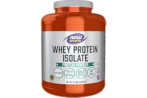 NOW Foods Sports Nutrition, Whey Protein Isolate, 25 g With BCAAs, Unflavored Powder, 5-Pound