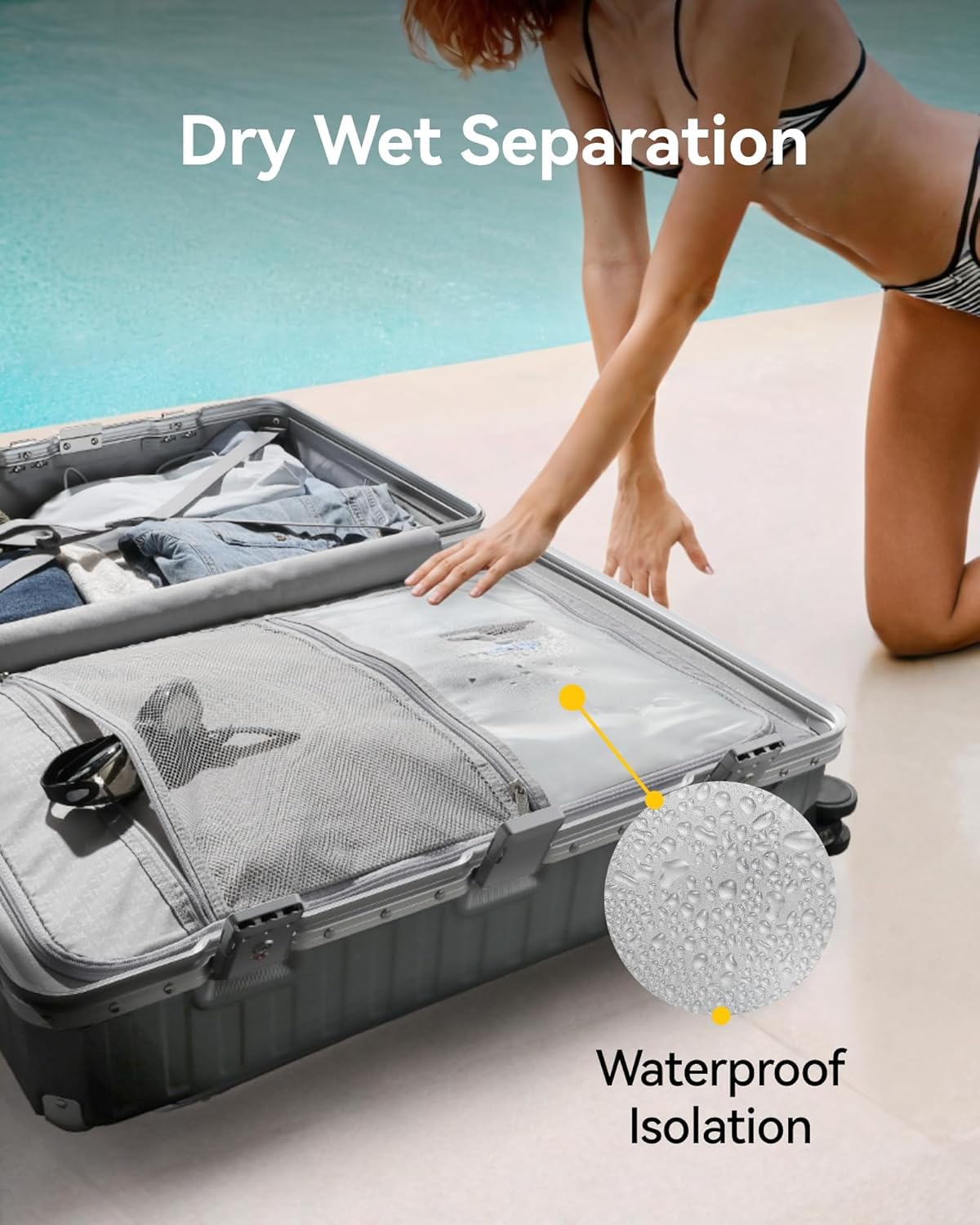 LUGGEX Carry On Luggage with Spinner Wheels, 20 Inch Aluminum Frame Zipperless Polycarbonate Hard Shell Suitcase, Charcoal Metallic