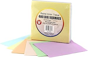 Hygloss Tissue Paper Squares - Great for Arts & Crafts, DIY Projects, Classroom Activities and More - Pre-Cut, 5 Inches - 80 Each of 6 Assorted Pastel Colors - 480 Pieces