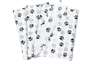 ETHANBERG 120 Sheets Gift Wrapping Tissue Paper Bulk, Black Dog Paw Print Tissue Paper for Gift Bags, Decorative Art Papers for DIY Crafts Wedding Birthday Baby Showers Holiday Party Decor, 20x14 Inches