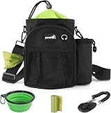 pecute XL Dog Walking Bag with Water Bottle Holder Black