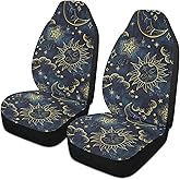 ALAZA Sun Moon Boho Cosmos Astrology Car Seat Covers Front Seats Only for Women Men Seat Covers w/Organizer Pocket for Cars SUV Truck Sedan, 2 pcs