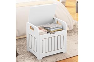 Aenuert Storage Chests & Trunks White Storage Chests, Small Cube Storage Box Organizer,Wooden Storage Bin With Handle For Store Toy Books Clothes,Small Square Nightstand For Entryway,Bedroom