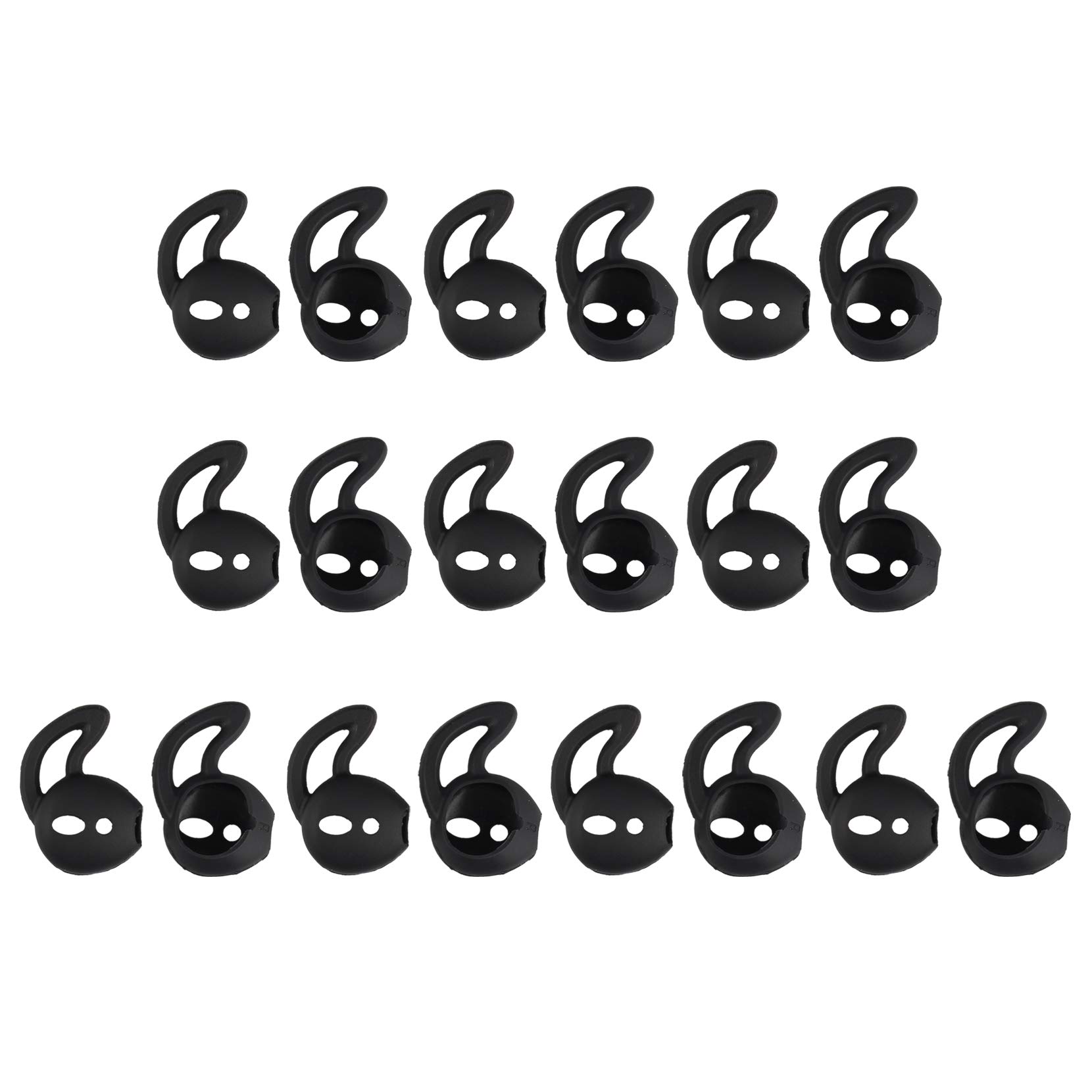 Futheda 10 Pairs Replacement Silicone Ear Tips, Soft Covers Anti-Slip Sport Earbud Tips, Anti-Drop Ear Hooks for Apple Wireless AirPods & EarPods, Black