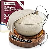 Pakusane SourKeeper, Larger 2-in-1 Sourdough Starter Warmer Pro - 2026 Upgrade Larger Heating Plate, Dough Temp Probe, 1°F Control (70–110°F), 24H Timer, Real-Time Monitoring Walnut,6.5inch