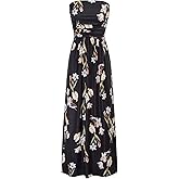 GRACE KARIN Women Strapless Dress Casual Loose Ruched Long Maxi Dress with Pockets