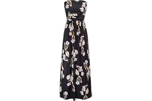 GRACE KARIN Women Strapless Casual Loose Ruched Long Maxi Dress with Pockets