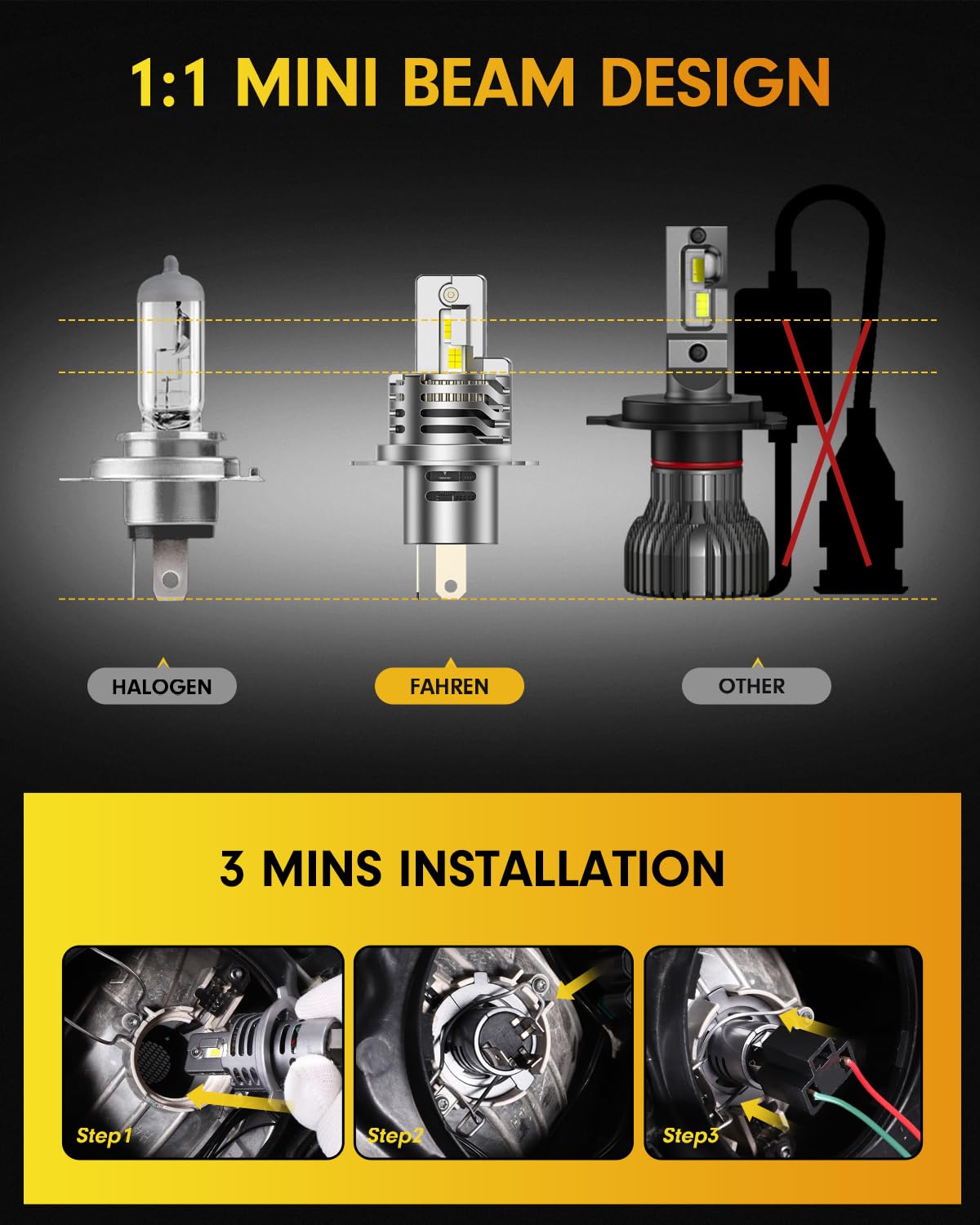 Combo 2 Pair H4/9003 Xenon Halogen Bulbs - 100/90W, 5000K Bright White
