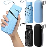 Sunnymove 2 Pack Mini Travel Folding Umbrella for Purse with Case UPF 50+ Sun Protection Small Compact Pocket Umbrella Tiny Lightweight Bumbersoll for Women Men Gifts Fit Purse Backpack Wallet