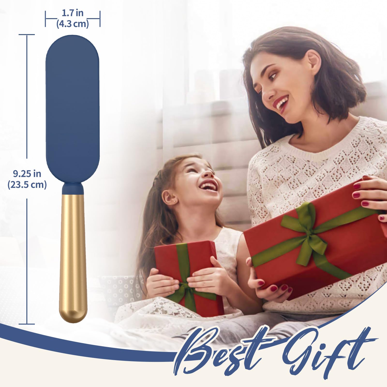 Slim Hair Brush for Fine Thin Thick Hair, Soft Double Nylon Bristles for Deep Detangling & Massage, Metal-Infused Luxury Gold Handle, Gift for Women Men Kids