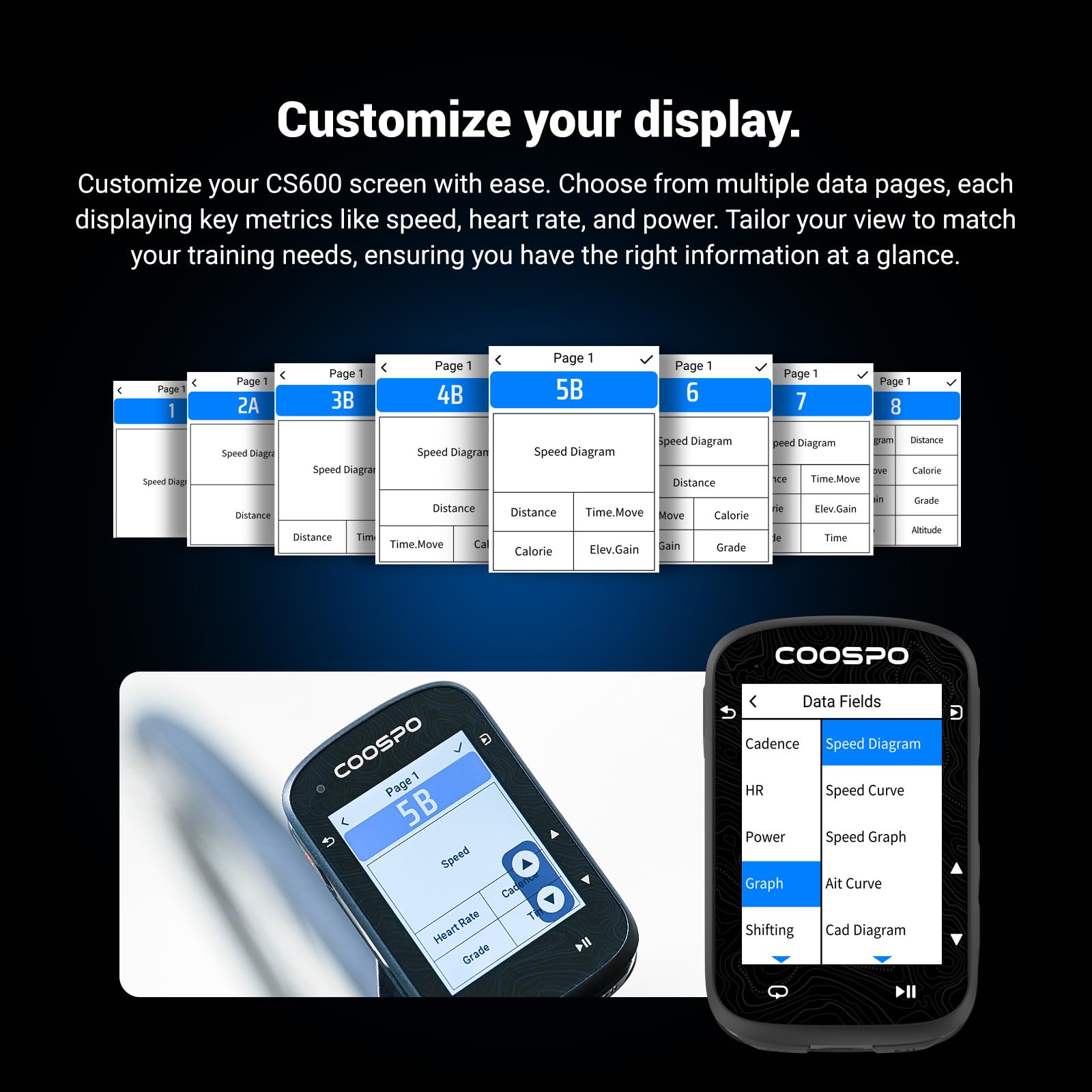 COOSPO Color Touchscreen GPS Bike Computer CS600, Wireless IPX7 Waterproof Cycling GPS Speedometer with Bluetooth/ANT+, Backlight Route Navigation, Support Bike Radar & 36H Battery Life