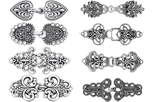 Vintage Sweater Shawl Clips Retro Cardigan Collar Clips,8Pcs Dress Shirt Brooch Clip Cloak Alloy Clip,Retro Clipes,Silver