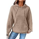 SELINK Hoodies For Women Casual Pullover Waffle Long Sleeve Drawstring Hooded Sweatshirt with Pocket