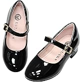 Girls Dress Shoes-Mary Jane Shoes for Girls Low Heel Princess Hook and Loop Dress Shoes Party Wedding Flats for Little/Big Kids