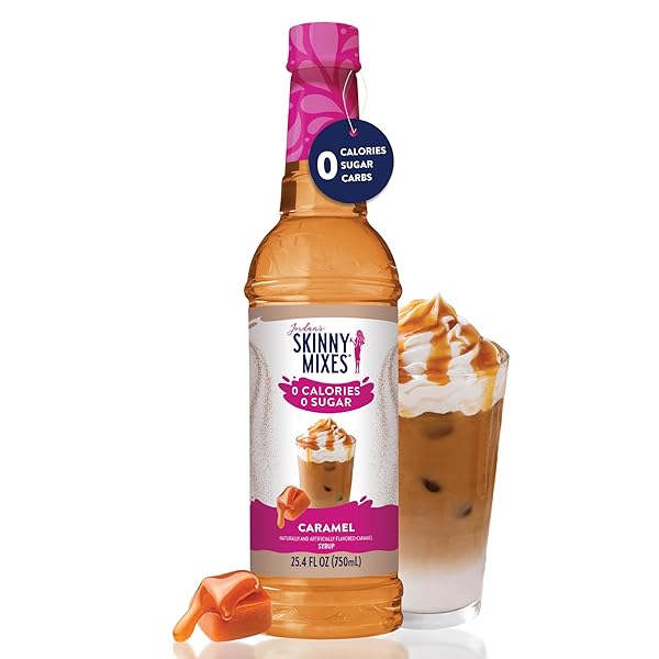 JORDAN’S SKINNY SYRUPS SUGAR FREE COFFEE SYRUP, CARAMEL PECAN FLAVOR DRINK MIX, ZERO CALORIE FLAVORING FOR CHAI LATTE, PROTEIN SHAKE, FOOD & MORE, GLUTEN FREE, KETO FRIENDLY, 25.4 FL OZ, 1 PACK