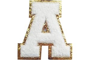 3Pcs Letter Patches Varsity Glitters Chenille,SPRT Iron on White Letter Patch,Alphabet Cloth Patch for Team Costume Decoration 3.1in Height A(3 Pieces)