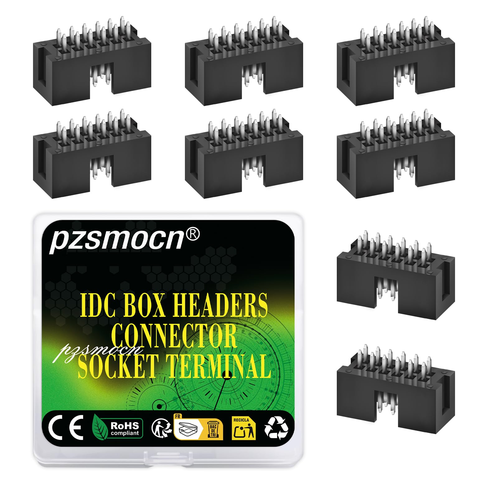 Pzsmocn 20 Pieces IDC 2 * 6 Double Row 2.54 mm Pitch JTAG ISP 12-Pin Straight Pin in-line Box Header Connector Adapter Cable Male Socket Terminal for PCB Electronic Equipment Projects.