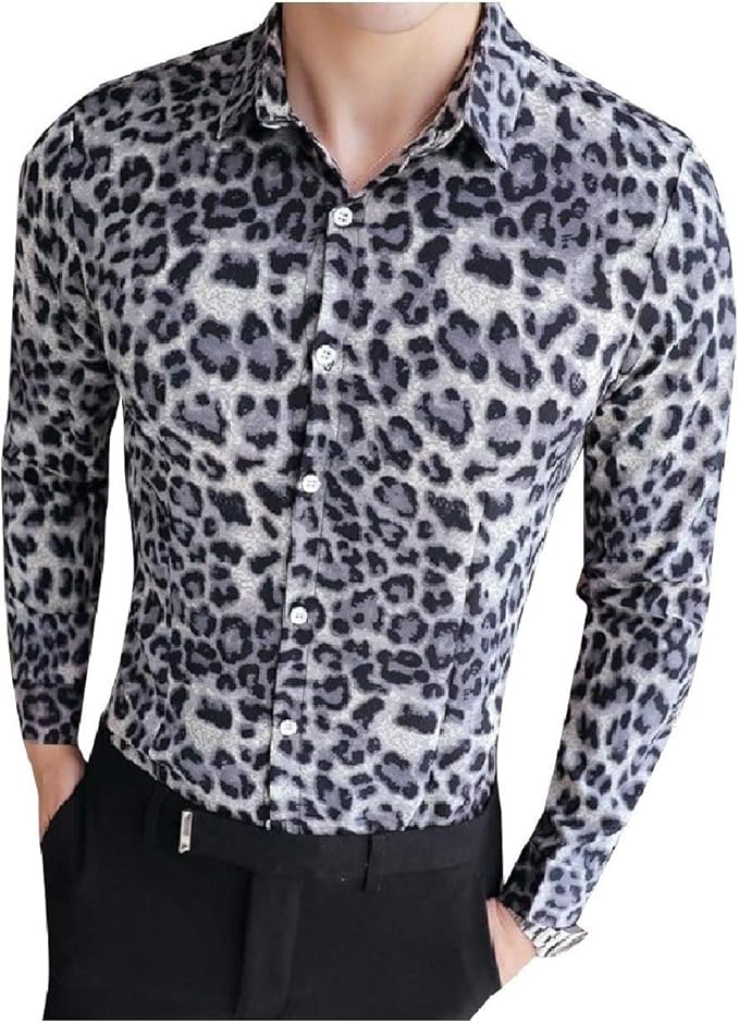 leopard button down men
