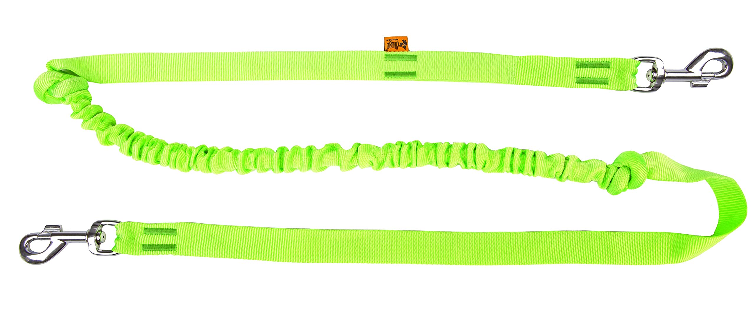 DINGO Canicross Lead with Shock Absorber, 2 Hooks, Lightweight, Pull Absorption, Attachable Leash for Running, Sports, Jogging, Training, Polyamide, Handmade, Green (14698-2)