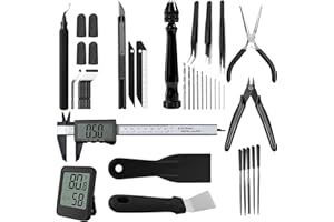 QEEAHUUO 3D Printer Tool Kit Essential 3D Printer Tools for Removing, Smoothing, Finishing, Deburring, Craving, Drilling 3D Printer Accessories for Bambu Lab, Ender3-Measuring Tool Kit-Beginner