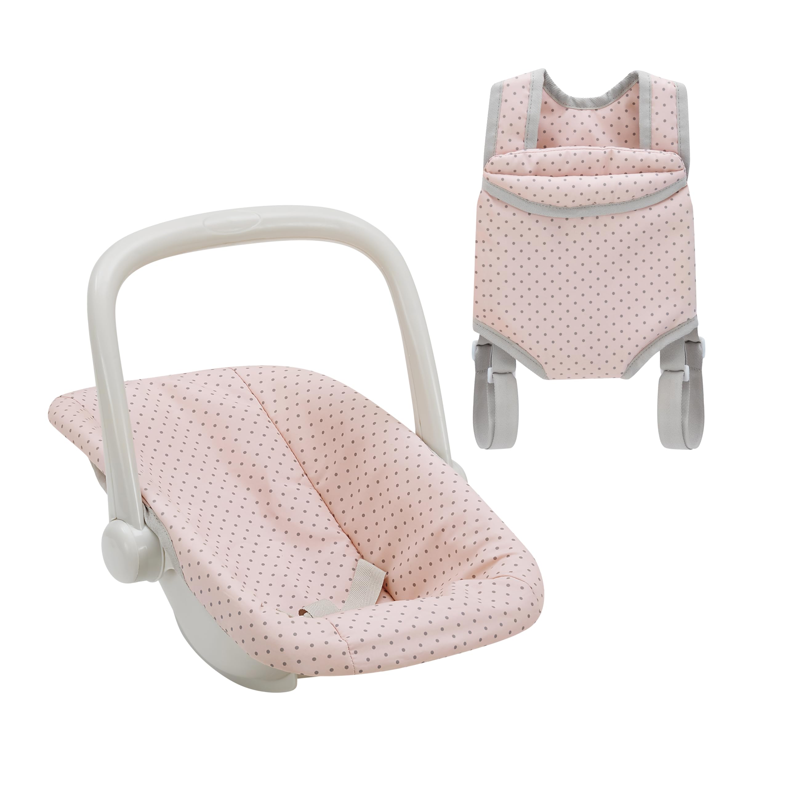 Olivia's Little World Polka Dot Princess Baby Doll Carrier & Car Seat Set, Pink/Gray Image