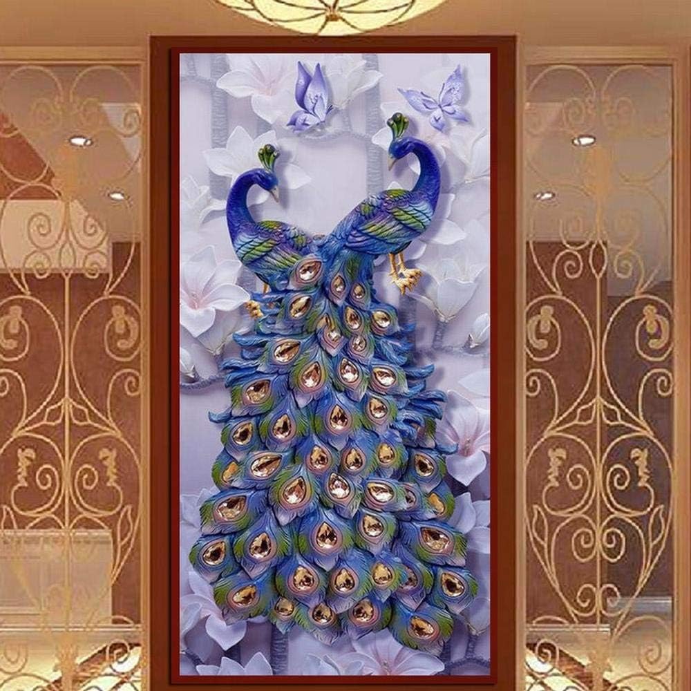 Hncsy Diamond Painting Large Picture Rhinestone Embroidery Wall Decoration Diy 5D Cross Stitch Full Diamond Art Craft Peacock Butterfly, 180X80Cm